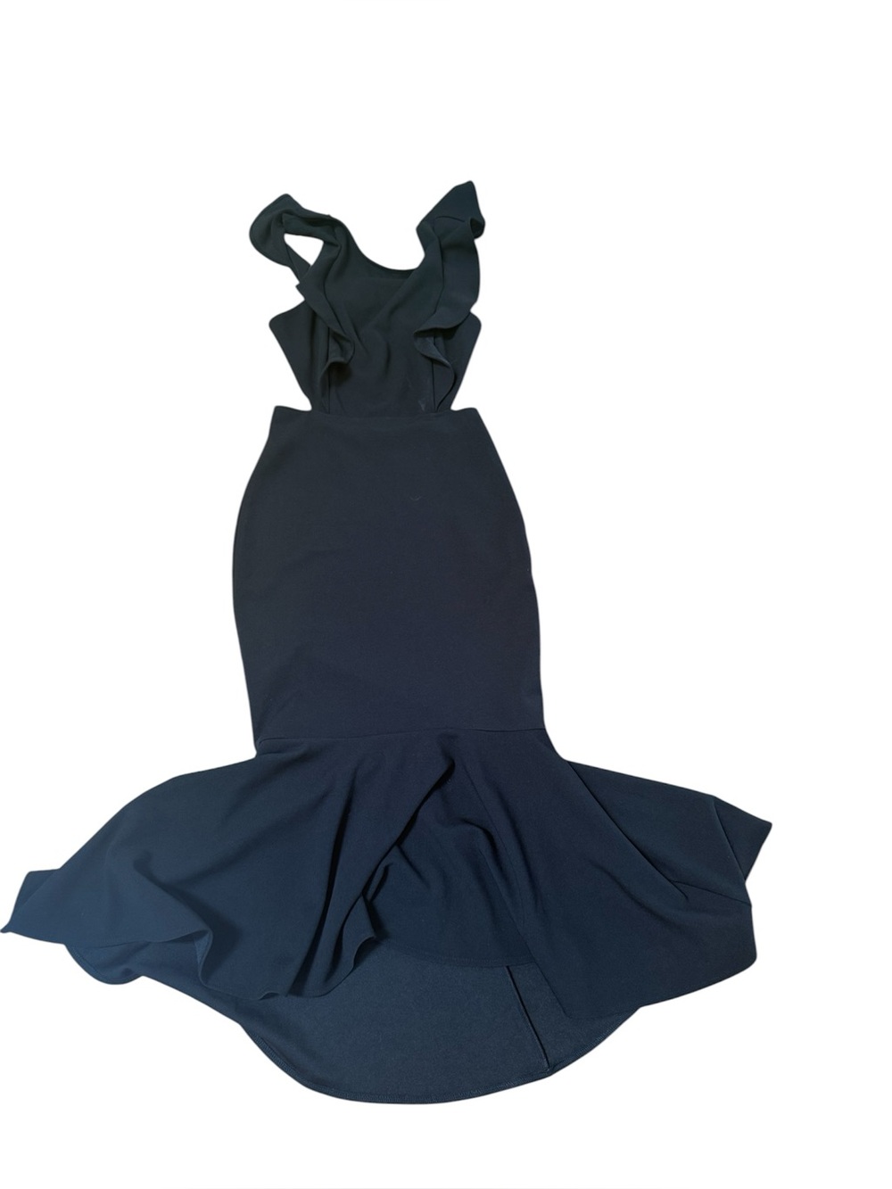 Petal & Pup Black Ruffle-Hem Mermaid Maxi Dress
